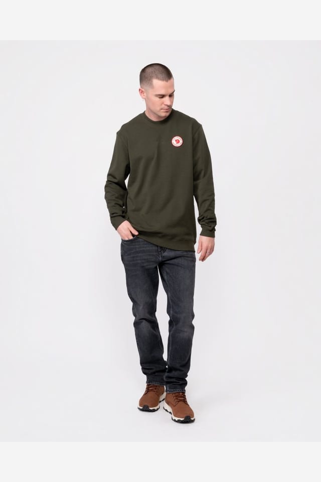Fjallraven Fjallraven Men's Long Sleeve Crew Neck Logo Detail Sweatshirt in Dark Green - 3