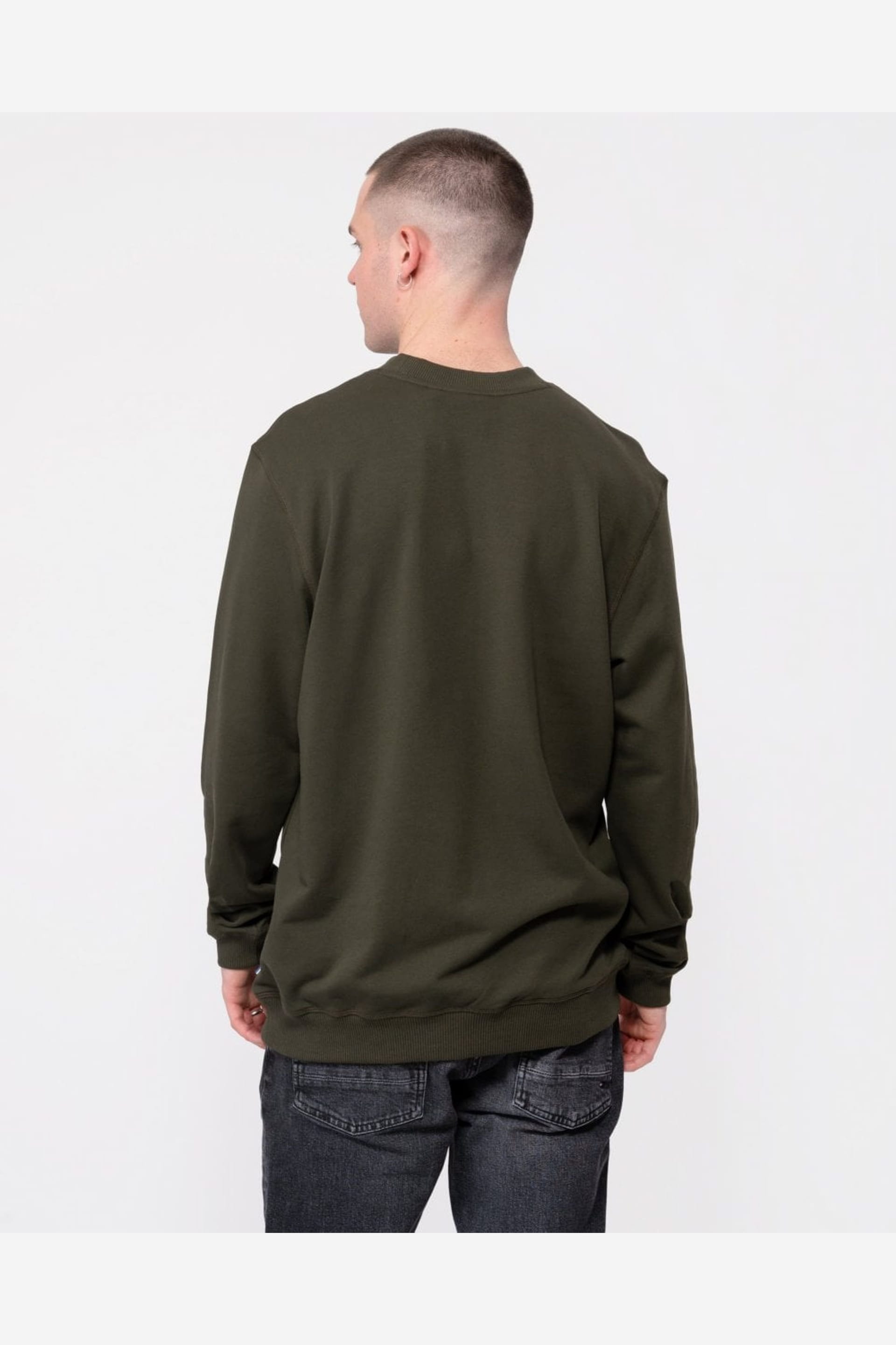 Fjallraven Fjallraven Men's Long Sleeve Crew Neck Logo Detail Sweatshirt in Dark Green - 4