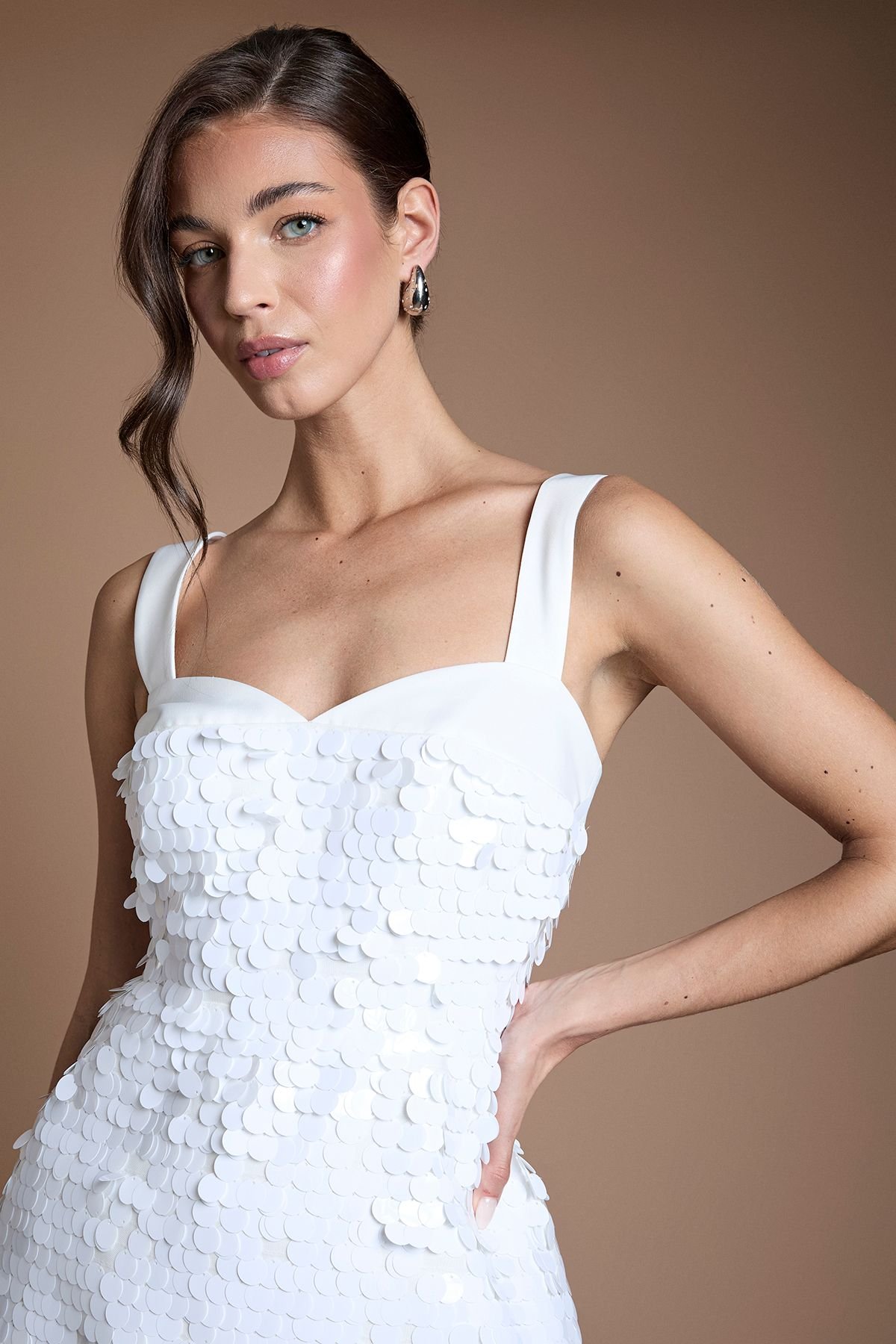 Coast Coast Women's Disc Sequin Bridal Mini Dress in Ivory - 4