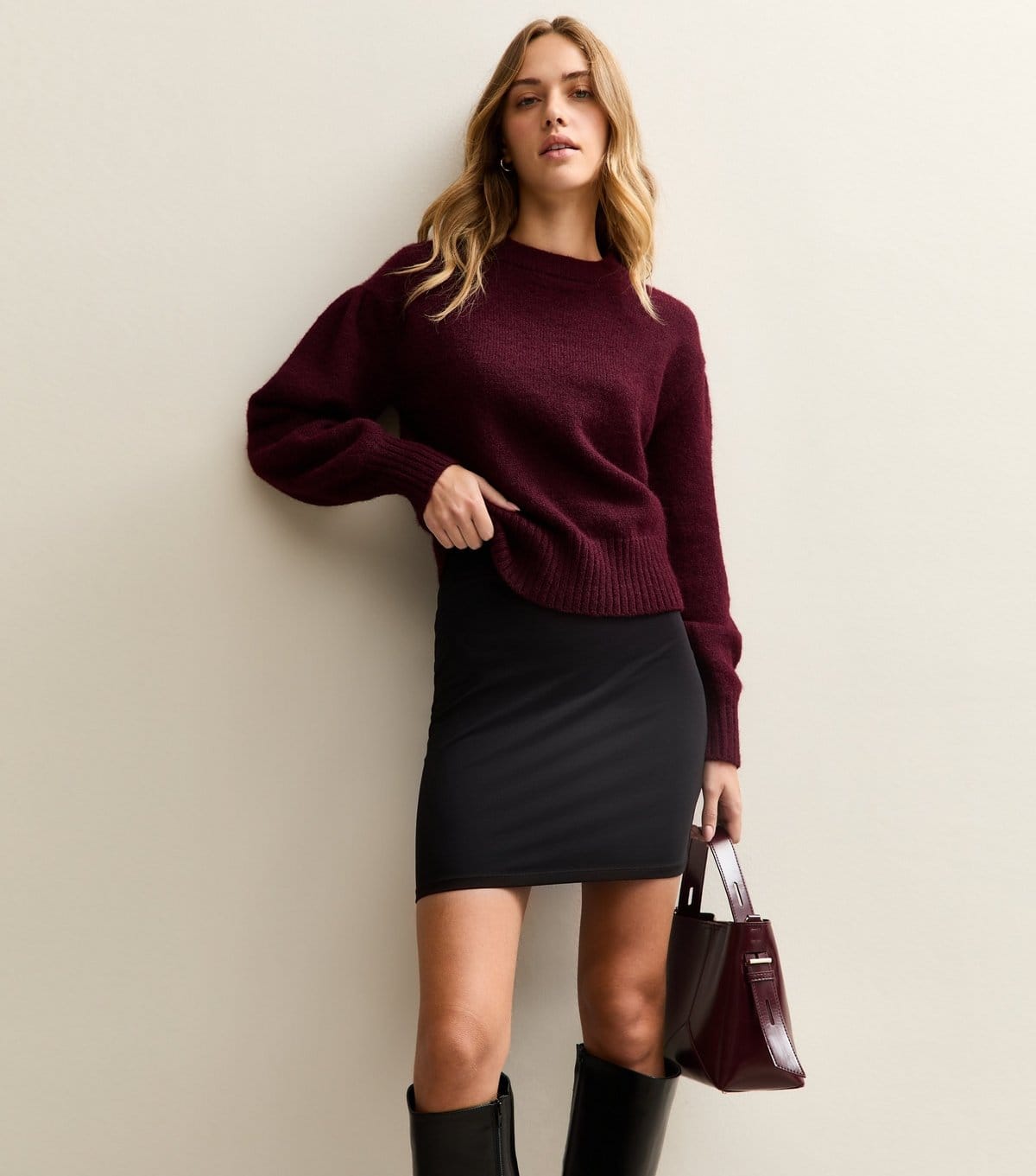 New Look Black Stretch Cotton Tube Mini Skirt