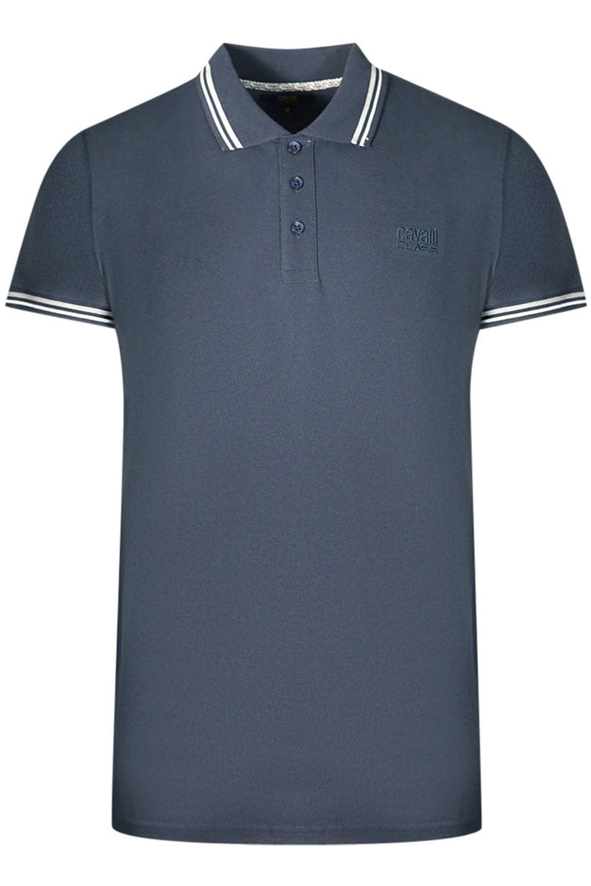 Cavalli Class Cavalli Class Men's Short Sleeve Stretch Fit Polo Shirt in Mid Blue