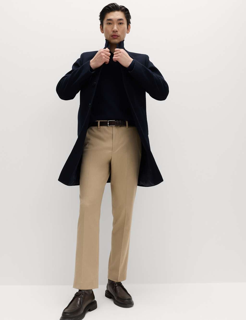 Marks & Spencer M&S Regular Fit Smart Stretch Trousers Sand - 2