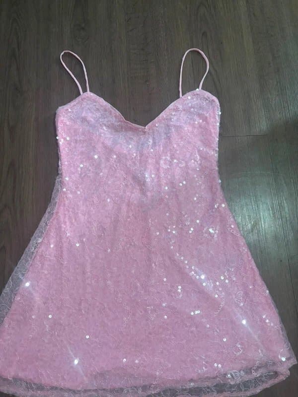 Bershka Pink glittery party dress (M)