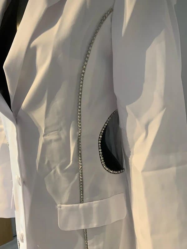 ASOS Asos Asyou Diamante Trim Blazer Dress With Cut-Out Detail in White, Size: Uk 8