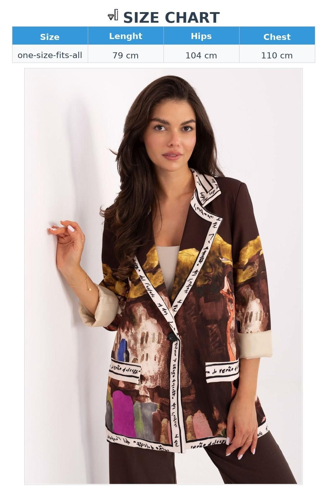 Love Lace Love Lace Women's Printed Viscose Polyester Blazer for Work Casual in Brown - 4