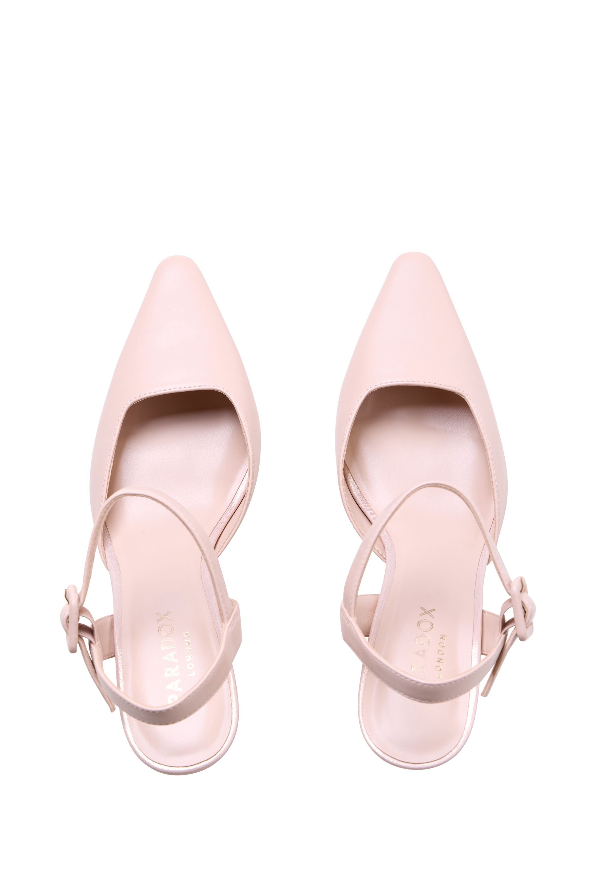 Paradox London Paradox London Women's Tempest Mid Heel Pointed Toe Ankle Strap Open Courts in Nude - 3