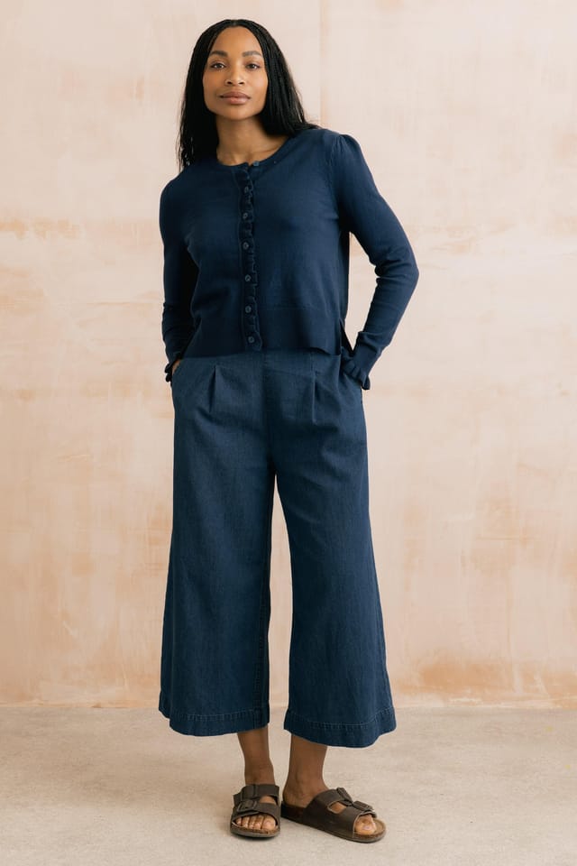 Lily & Me Lily & Me Women's Lauren Ruffle Outfitter Cardigan in Navy - 3