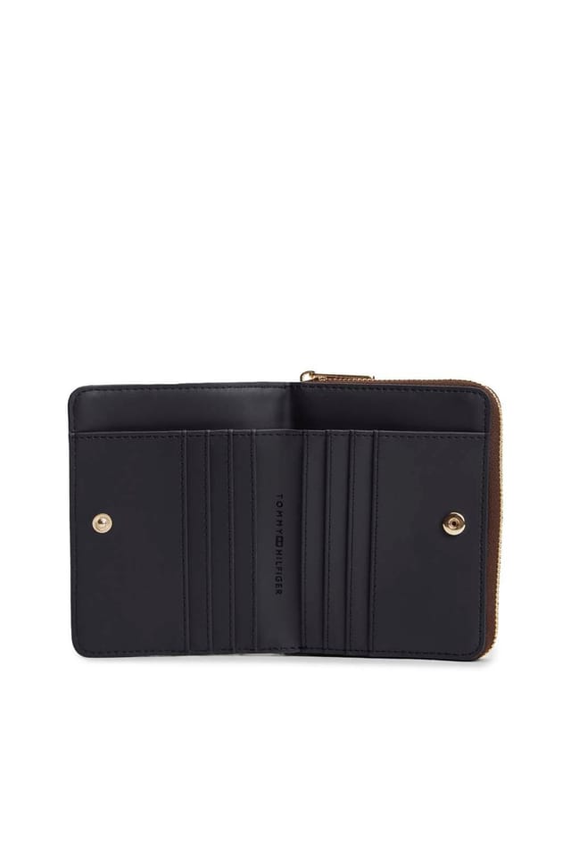 Tommy Hilfiger Tommy Hilfiger Women's Icon Med Flap Zip Around Purse Jacquard Brown in Cream - 3