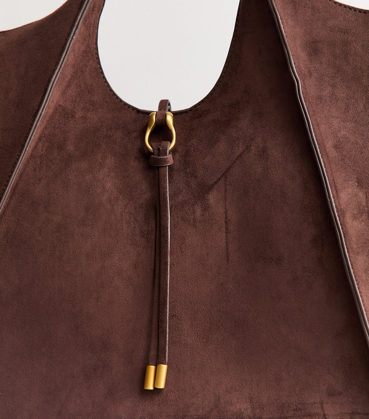 New Look Dark Brown Faux Suede Exposed Seam Tote Bag Vegan New Look - 3