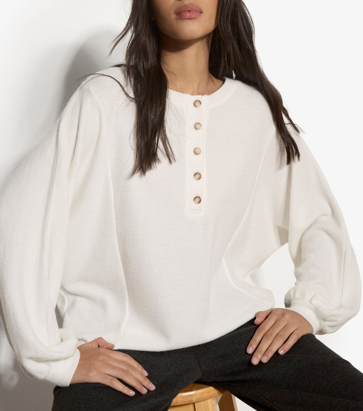 Apricot Women's White Jersey Henley Button Front Top Apricot New Look - 4