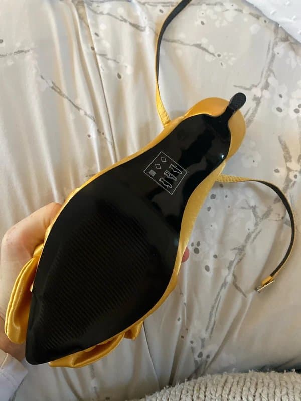 ASOS Yellow / ochre satin bow heels