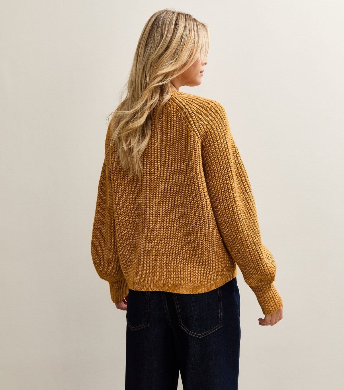 New Look Women's Petite Dark Yellow Ribbed Raglan Sleeve Cardigan New Look - 4