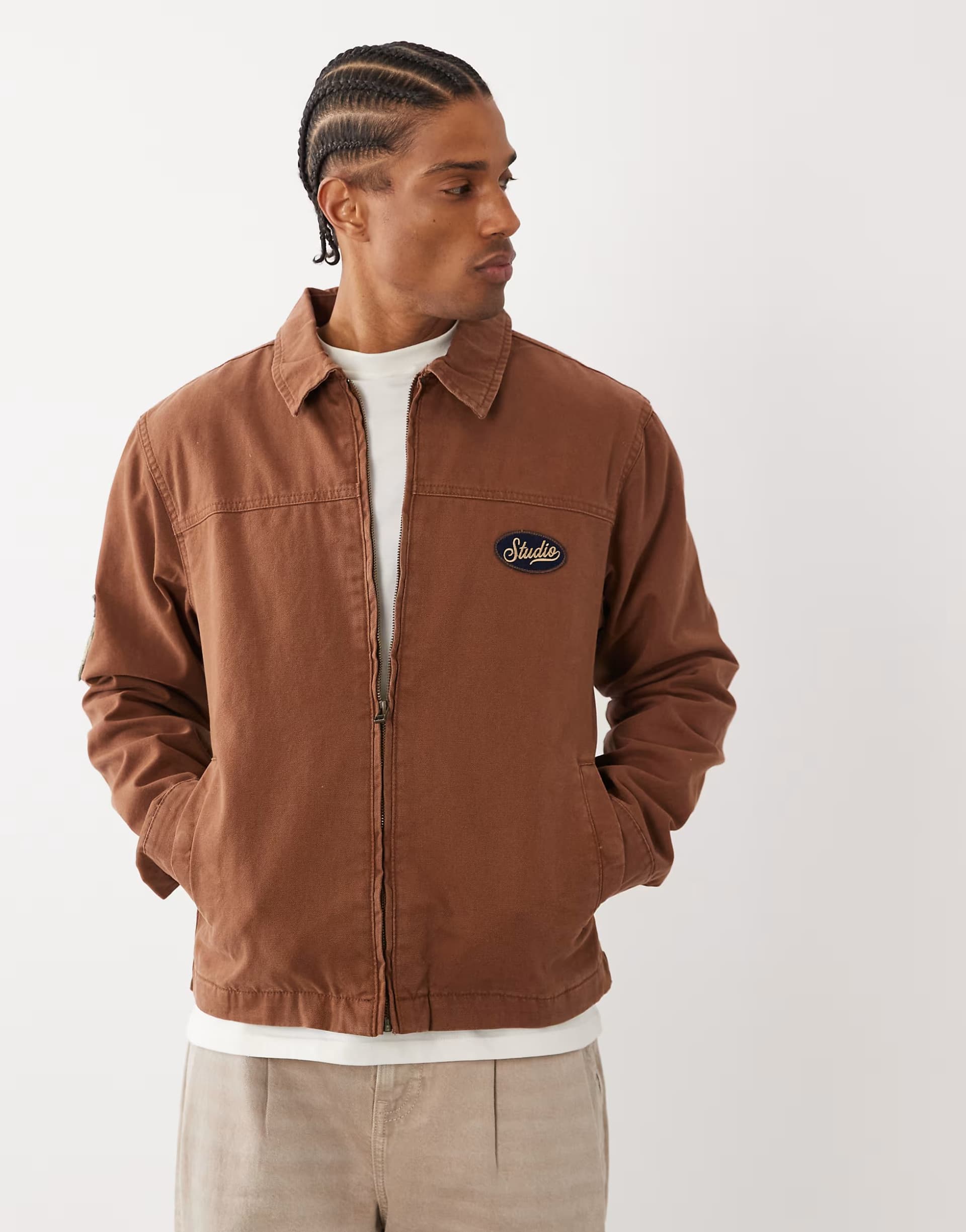 ASOS Cotton On garage jacket in tobacco