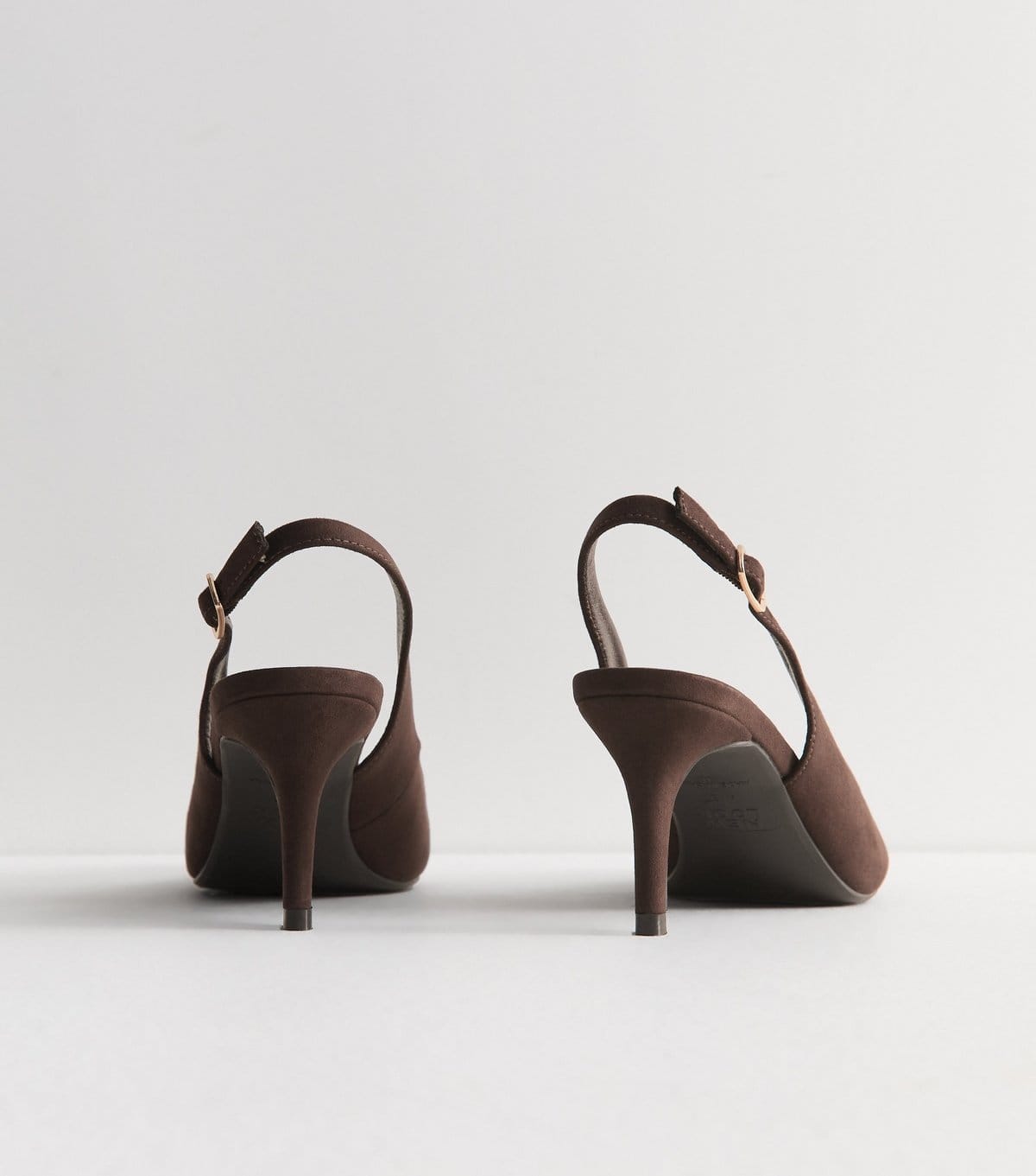 New Look Women's Dark Brown Faux Suede Slingback Pumps Vegan New Look - 4