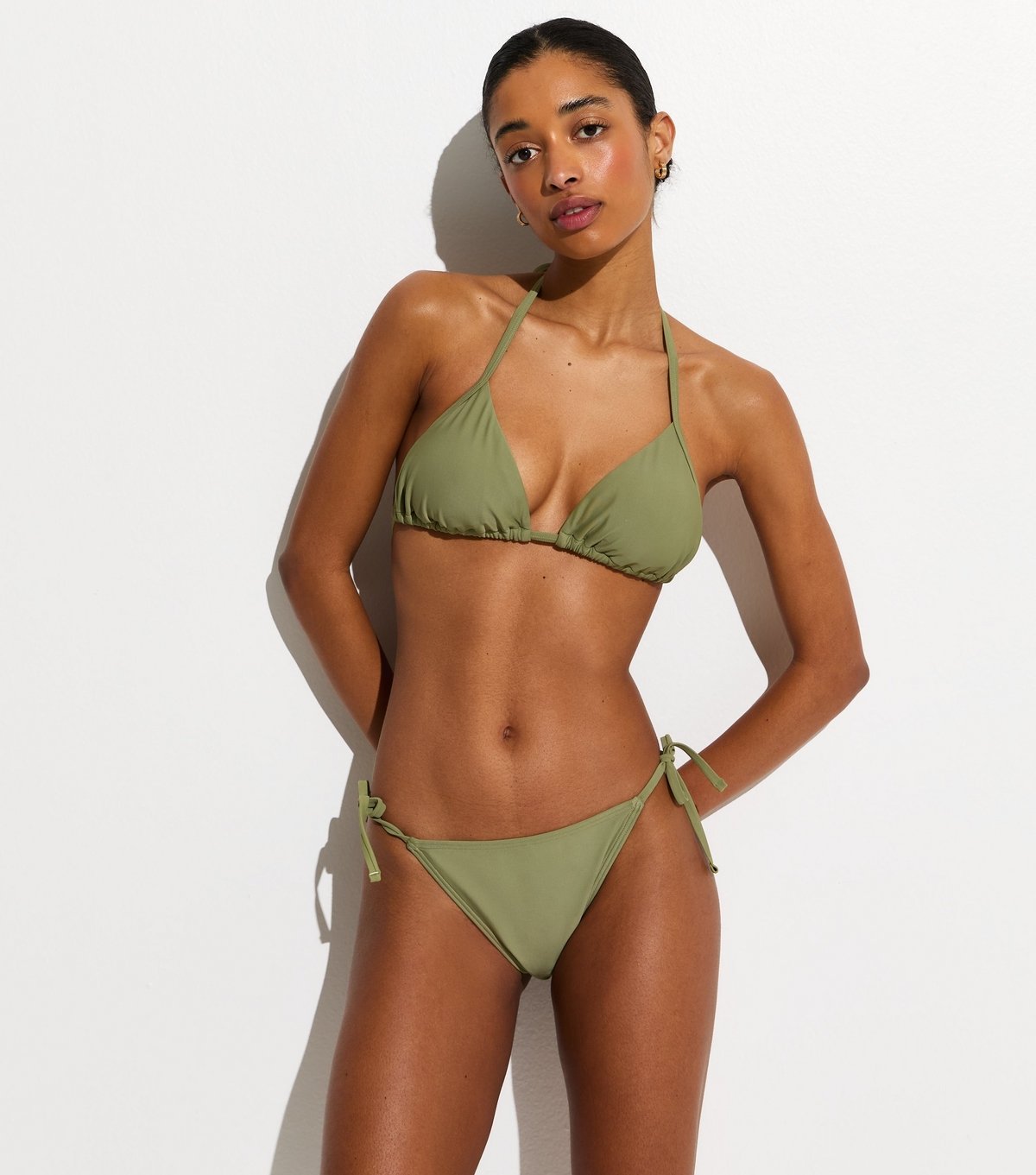 New Look Women's Light Green Removable Padding Triangle Bikini Top New Look - 3
