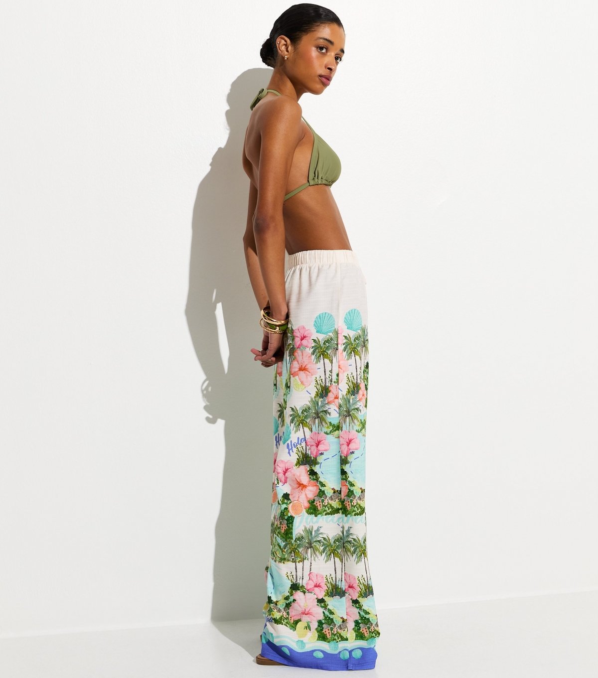 New Look Women's Light Green Removable Padding Triangle Bikini Top New Look - 4