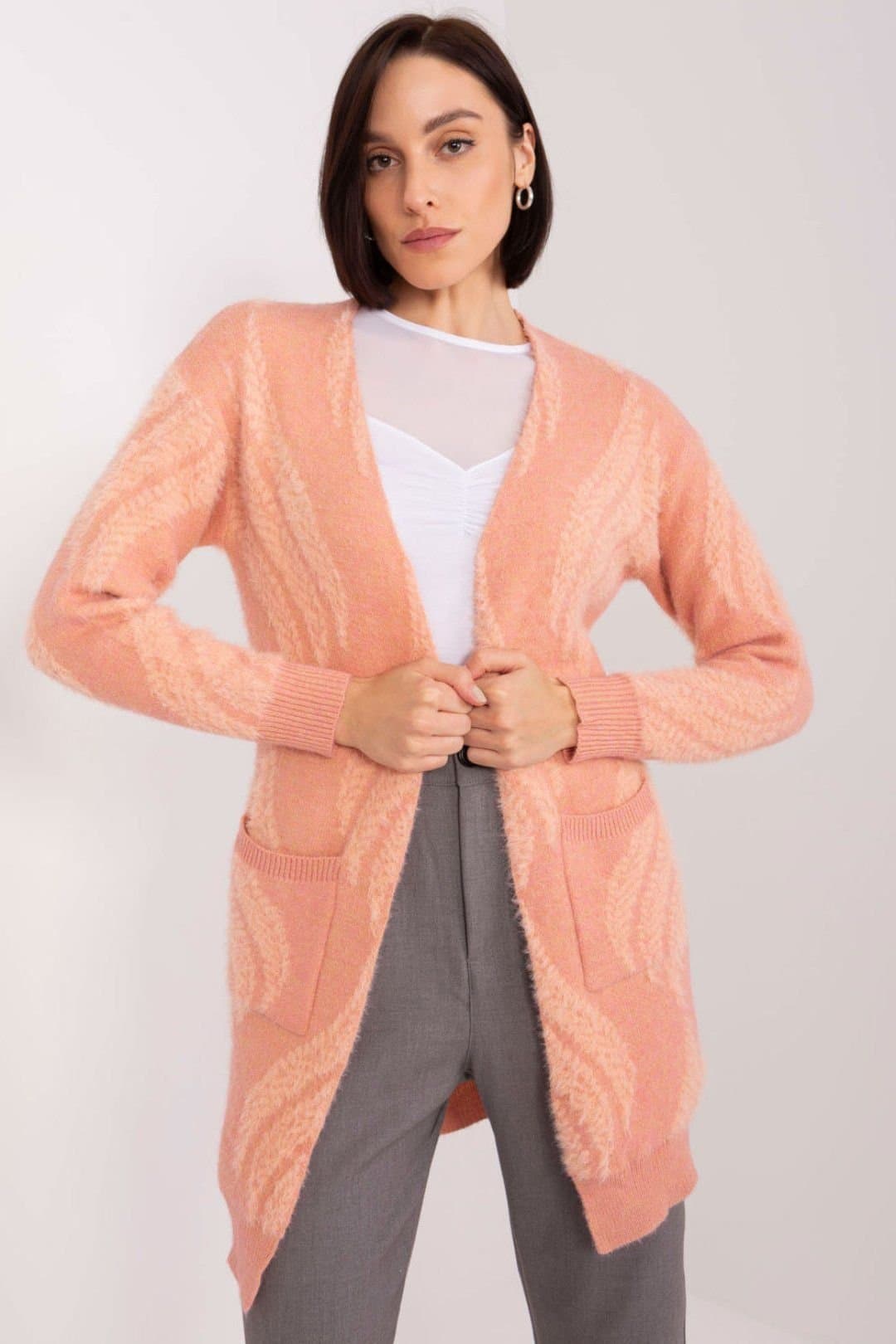 Love Lace Love Lace Women's Variegated Long Sleeve Cardigan with Pockets in Pink