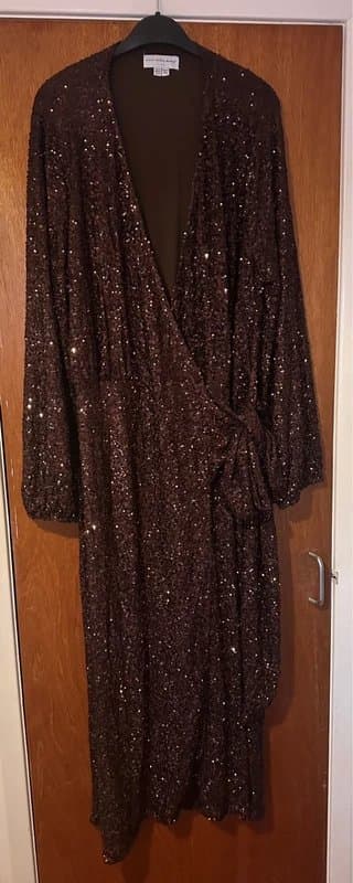Never Fully Dressed Never Fully Dressed Vienna Dress in Chocolate Sequin