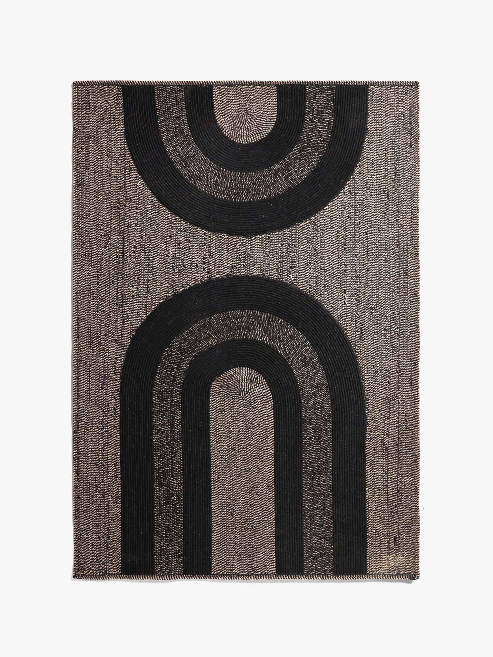French Connection Large Swati Jute Rug Black/Grey