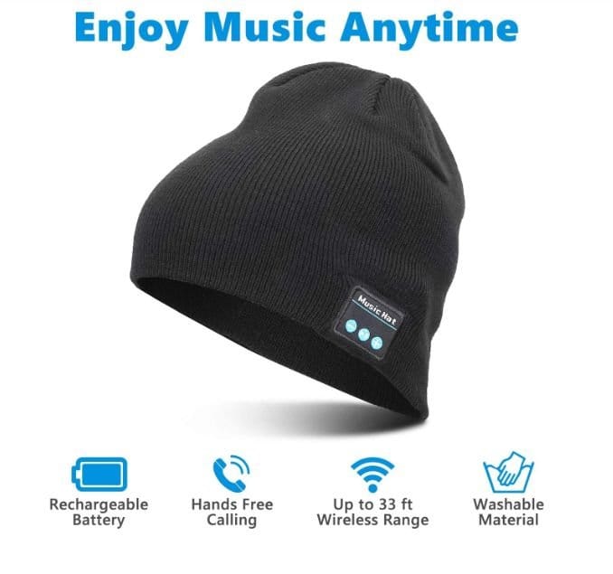 Dyzi Dyzi Men's Beanie Hat With Bluetooth Speaker Headphones Rechargeable Black - 4