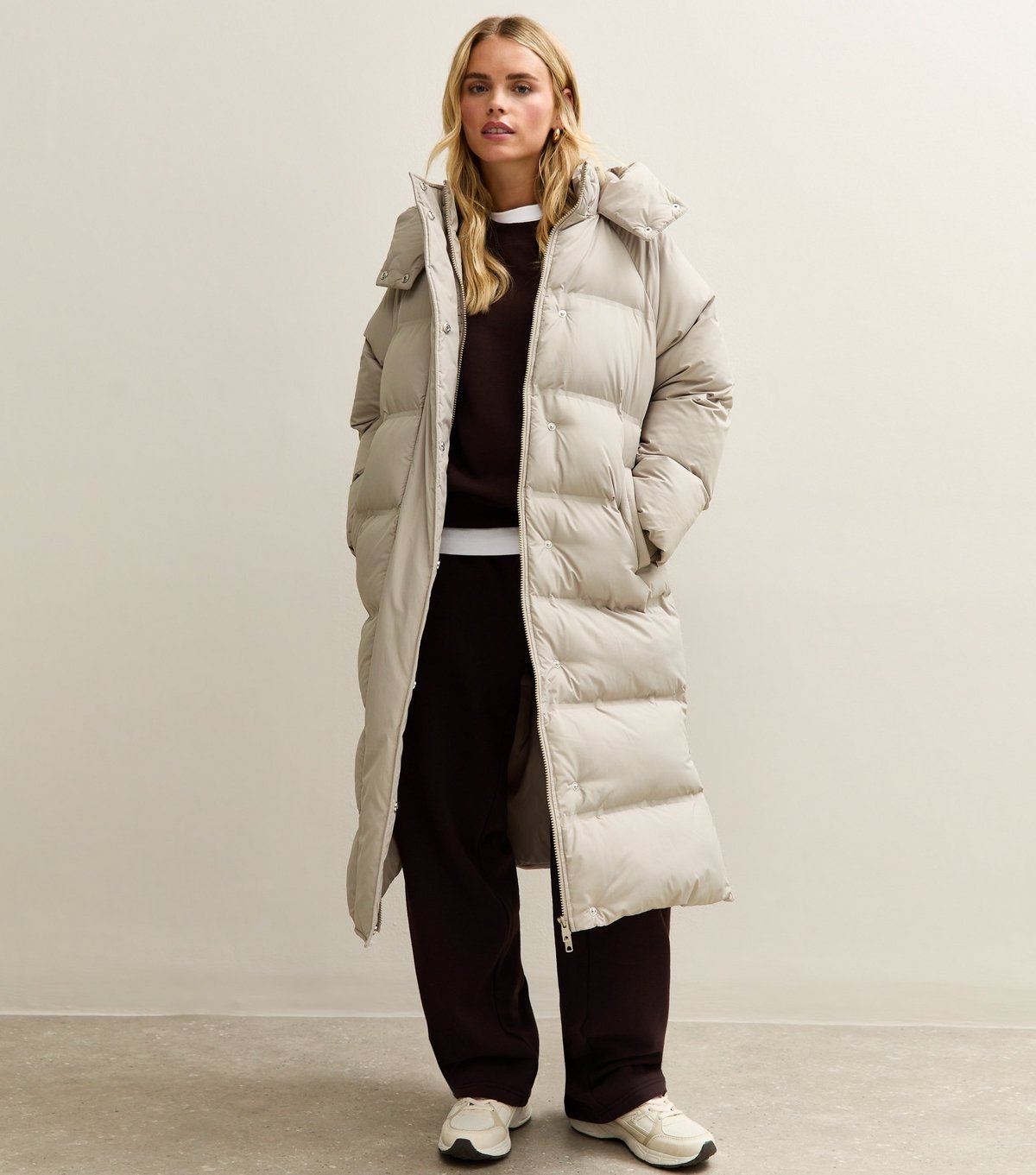 New Look Women's Petite Mink Longline Hooded Puffer Coat New Look - 4