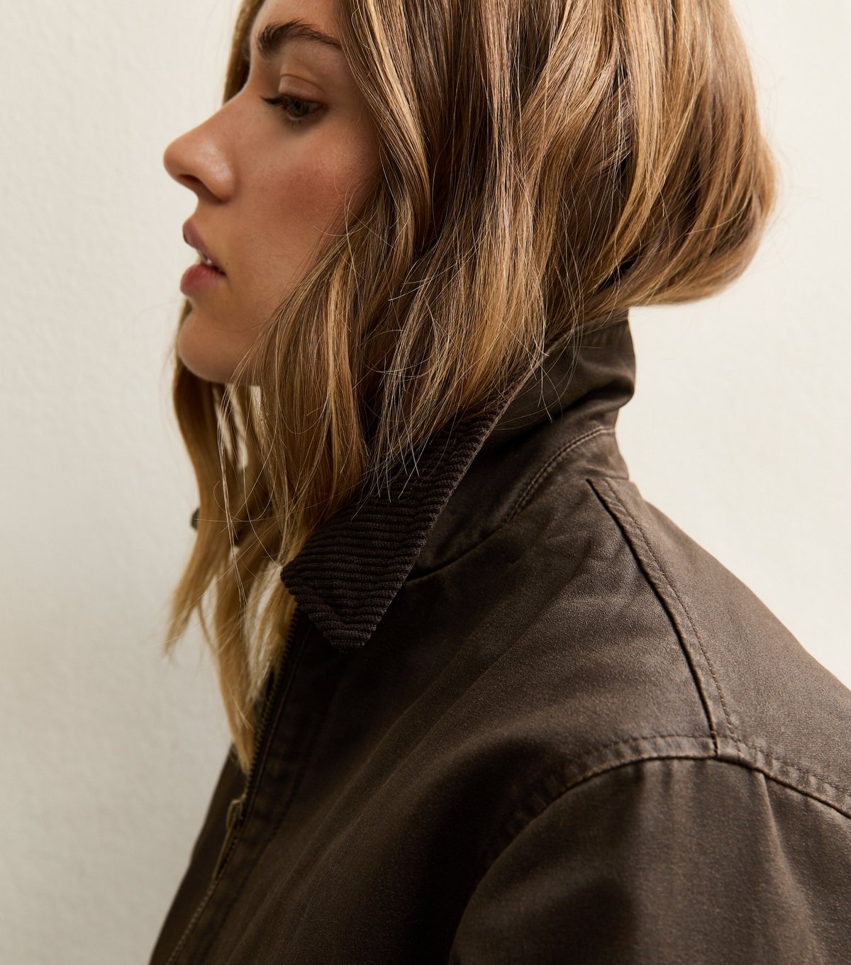 New Look Women's Brown Waxed Corduroy Collar Barn Jacket New Look - 3