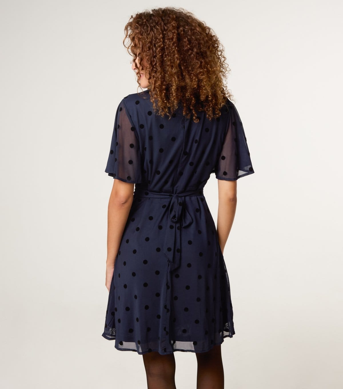 Blue Vanilla Women's Navy Polka Dot Tie Back Dress Blue Vanilla New Look - 4