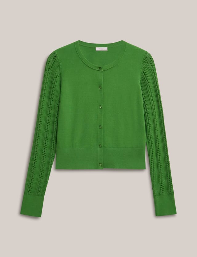 Hobbs London Hobbs London Women's Dianna Textured Sleeve Cardigan in Green - 2