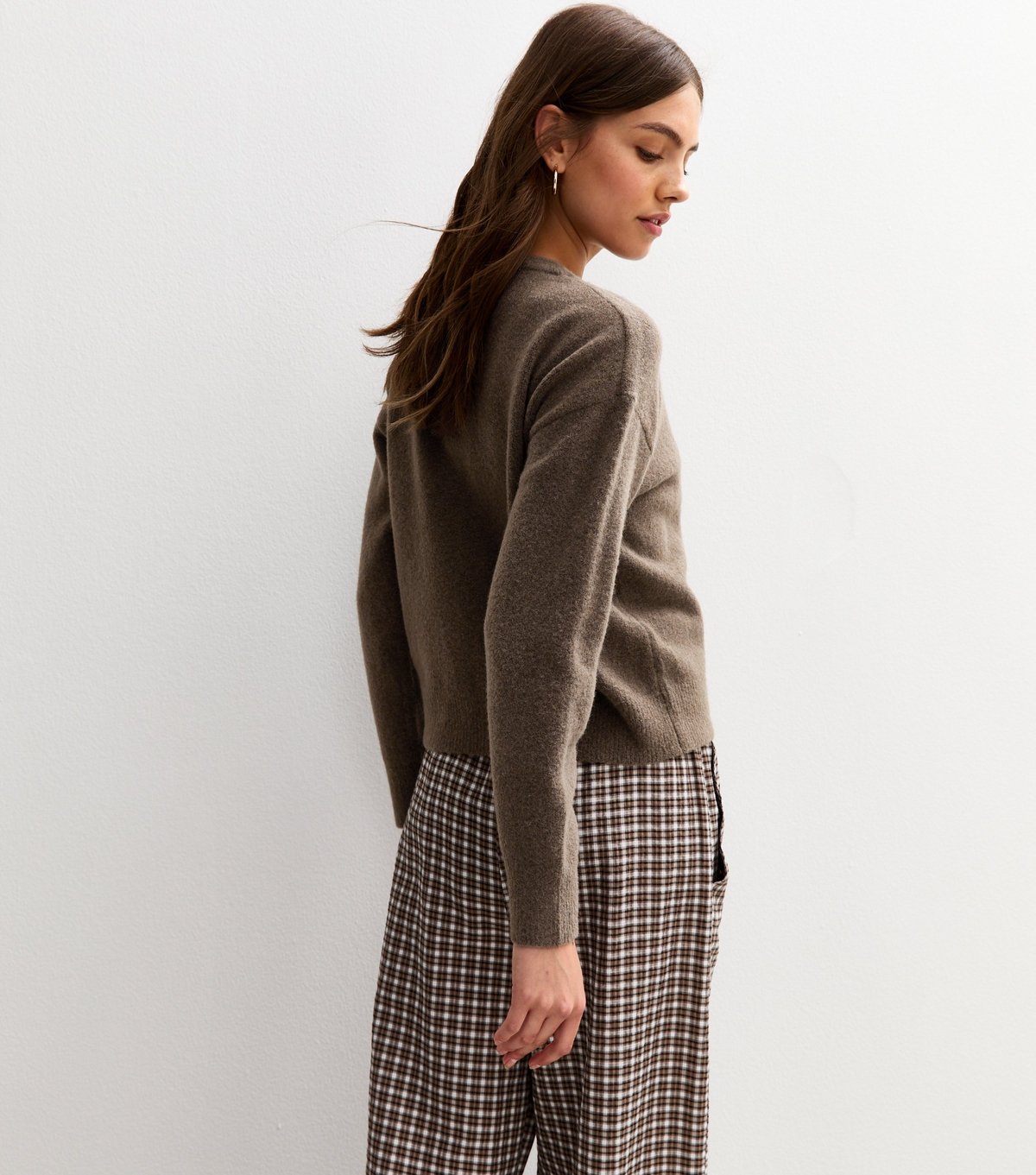 New Look Women's Dark Mink Crew Neck Knit Cardigan New Look - 4