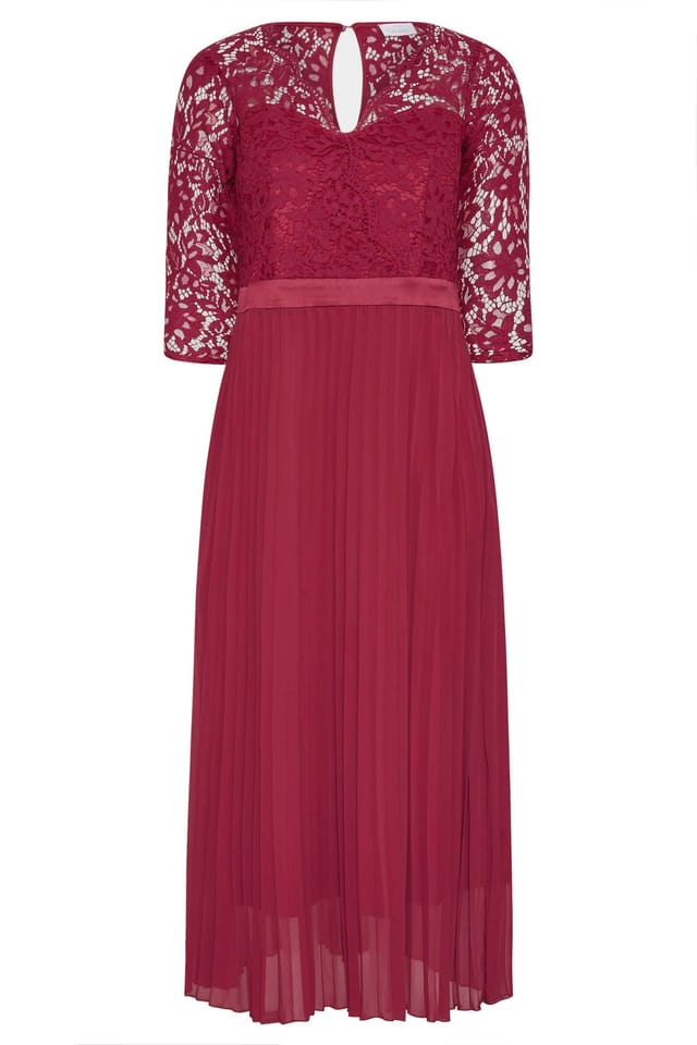 Yours Yours Women's Pleated Bridesmaid Maxi Dress in Red - 2