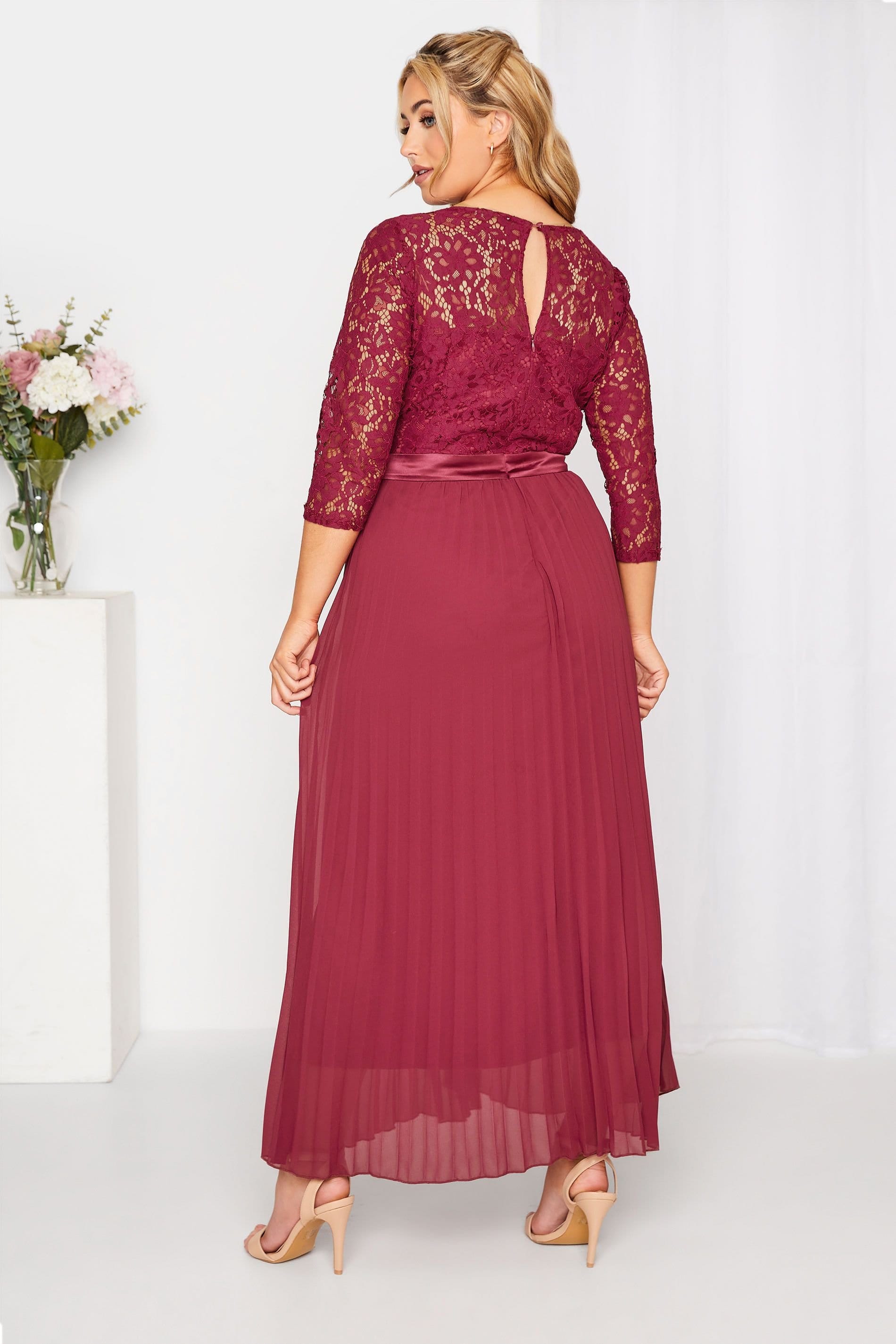 Yours Yours Women's Pleated Bridesmaid Maxi Dress in Red - 4