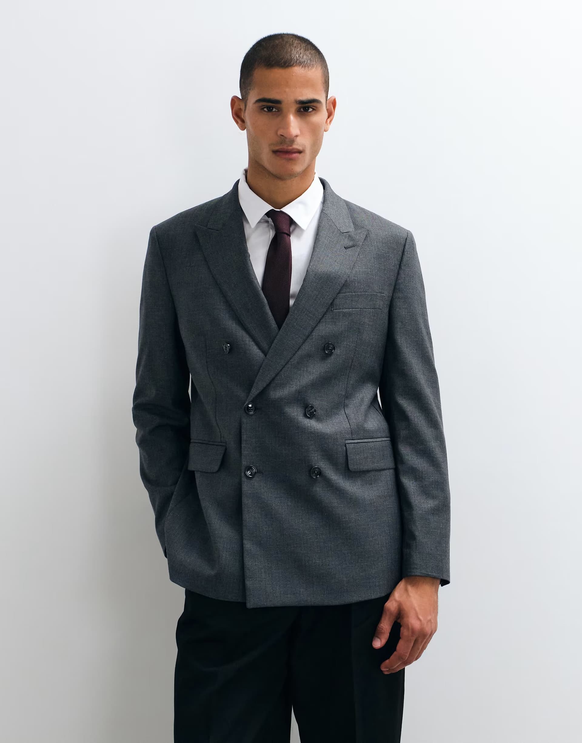 ASOS Mango double breasted suit blazer co-ord in grey