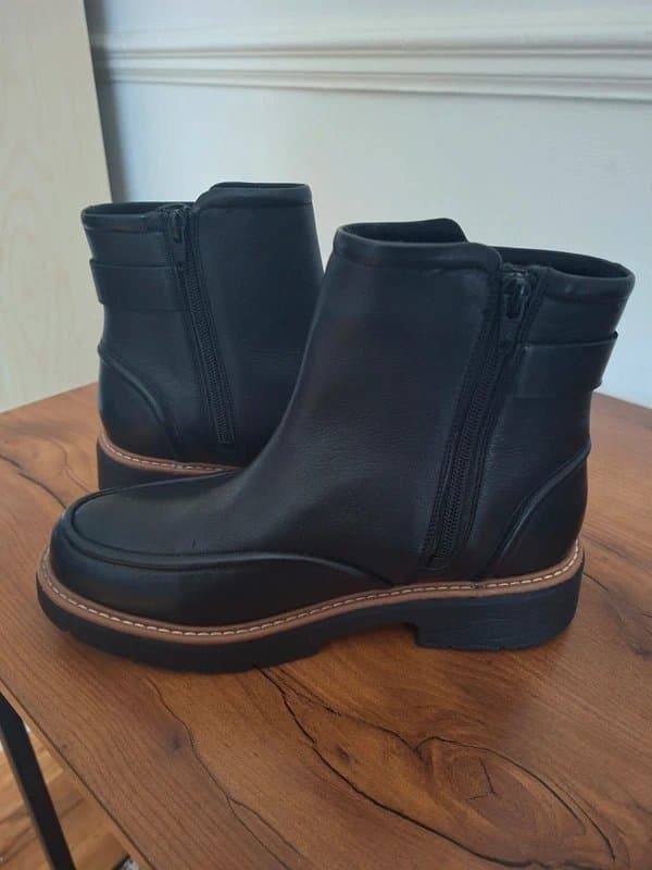 Hush Puppies Hush Puppies Wide Fit Black Leather Ankle Boots UK 6 ZeroG Comfort