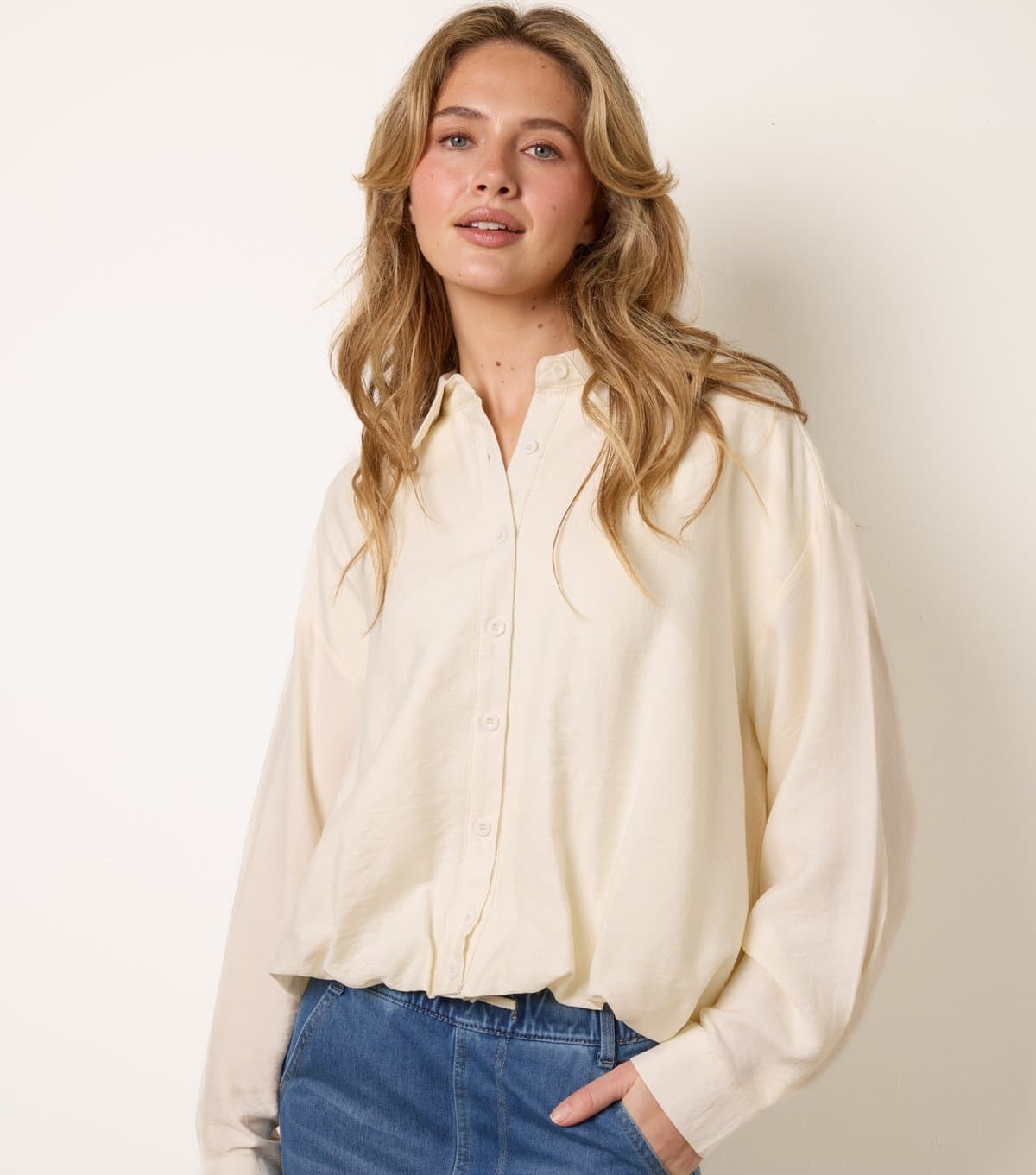 Blue Vanilla Blue Vanilla Off White Puffball Hem Shirt