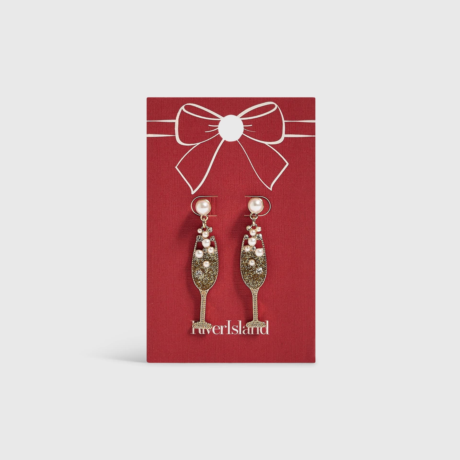 River Island River Island Womens Gold Christmas Champagne Glass Earrings