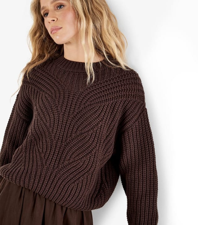 Apricot Women's Brown Chunky Cable Knit Jumper Apricot New Look - 2