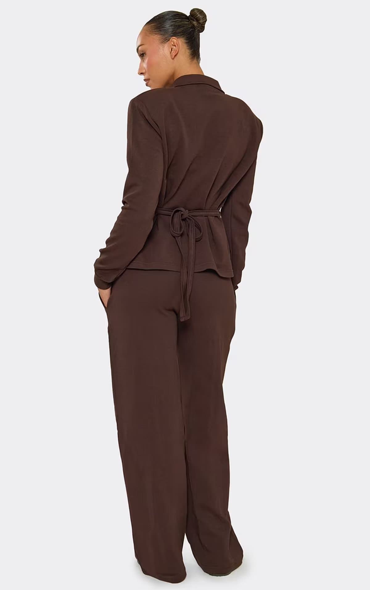 EGO Mid Rise Straight Leg Joggers In Chocolate Brown Interlock., Women's Size UK 6