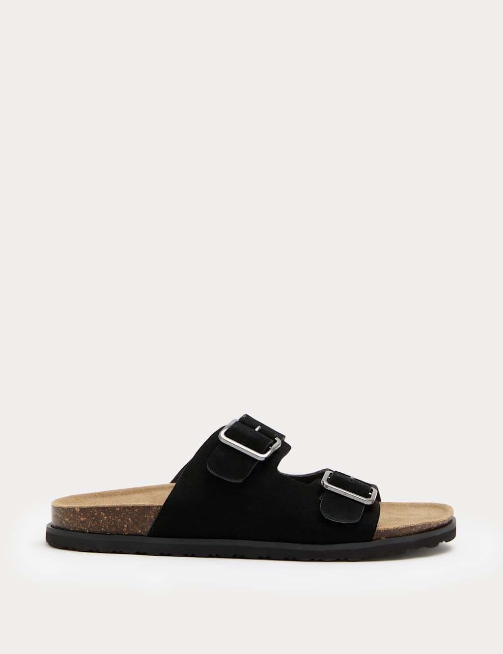 Marks & Spencer M&S Suede Double Buckle Footbed Mules Black
