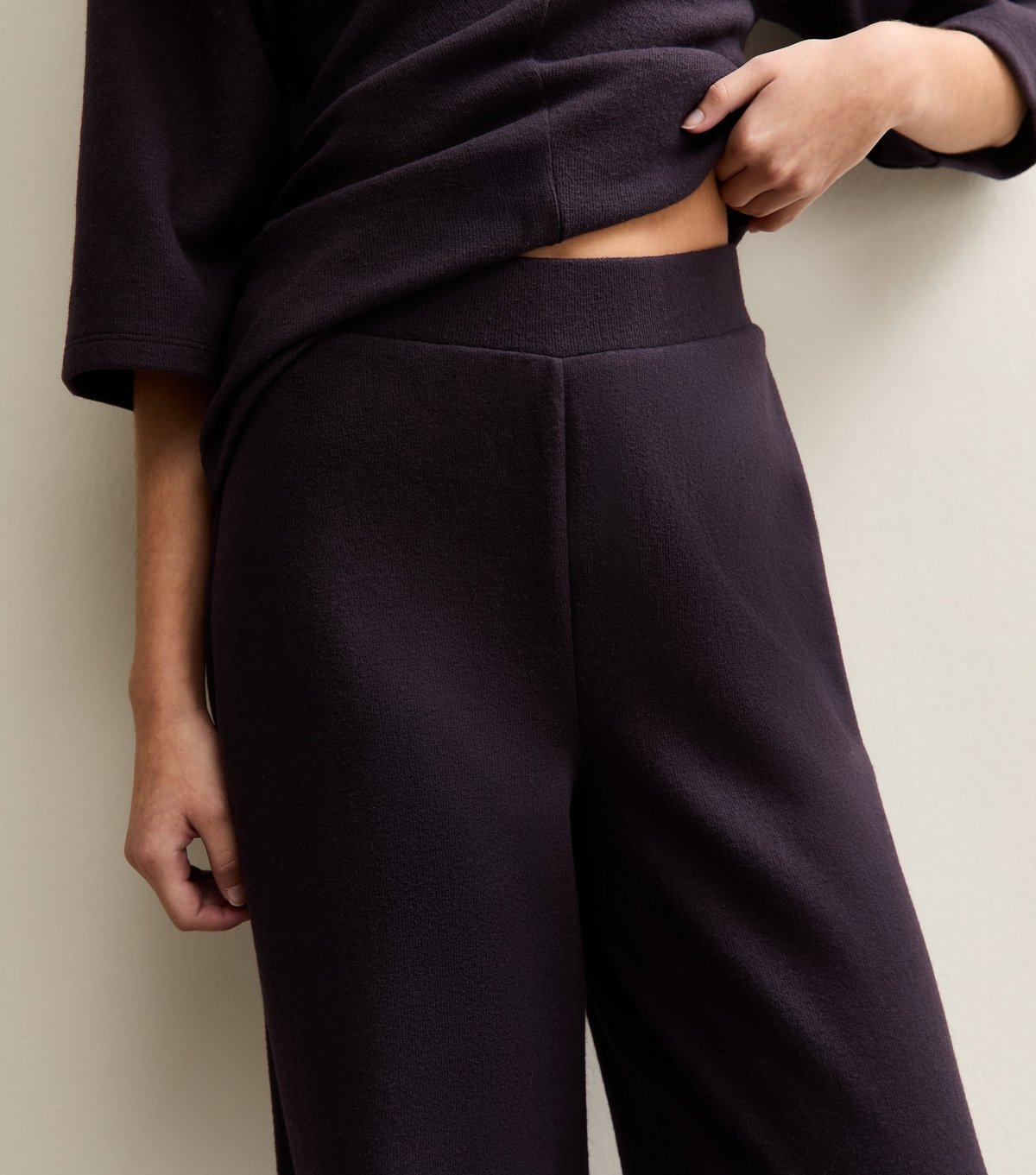 New Look Women's Dark Purple Soft Touch Wide Leg Trousers New Look - 2