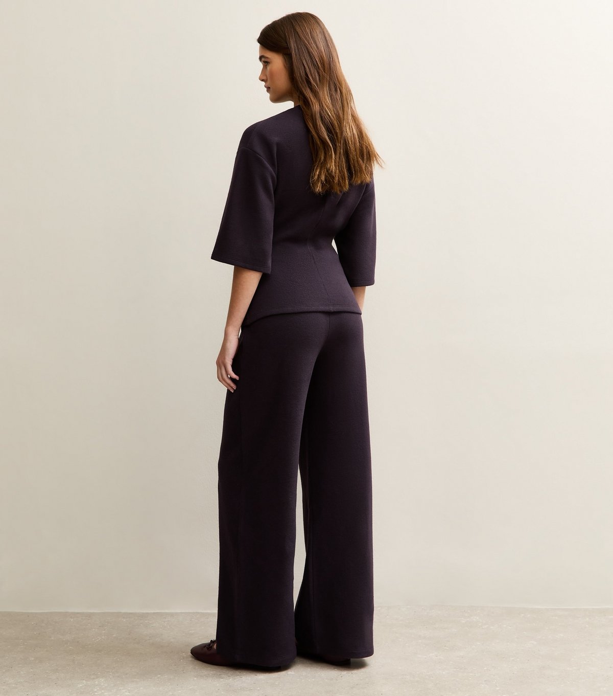 New Look Women's Dark Purple Soft Touch Wide Leg Trousers New Look - 4