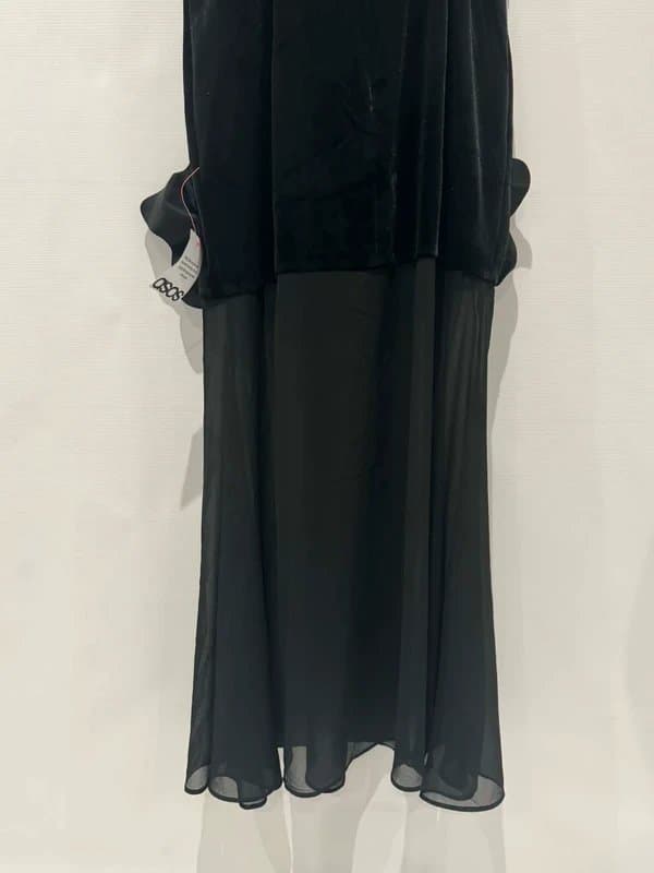 ASOS Asos Luxe Velvet Off Shoulder Maxi Dress with Corsages In Black Size 16 New