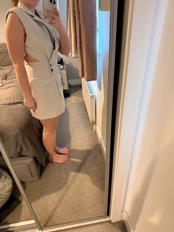 Bershka Bershka cream waistcoat blazer dress