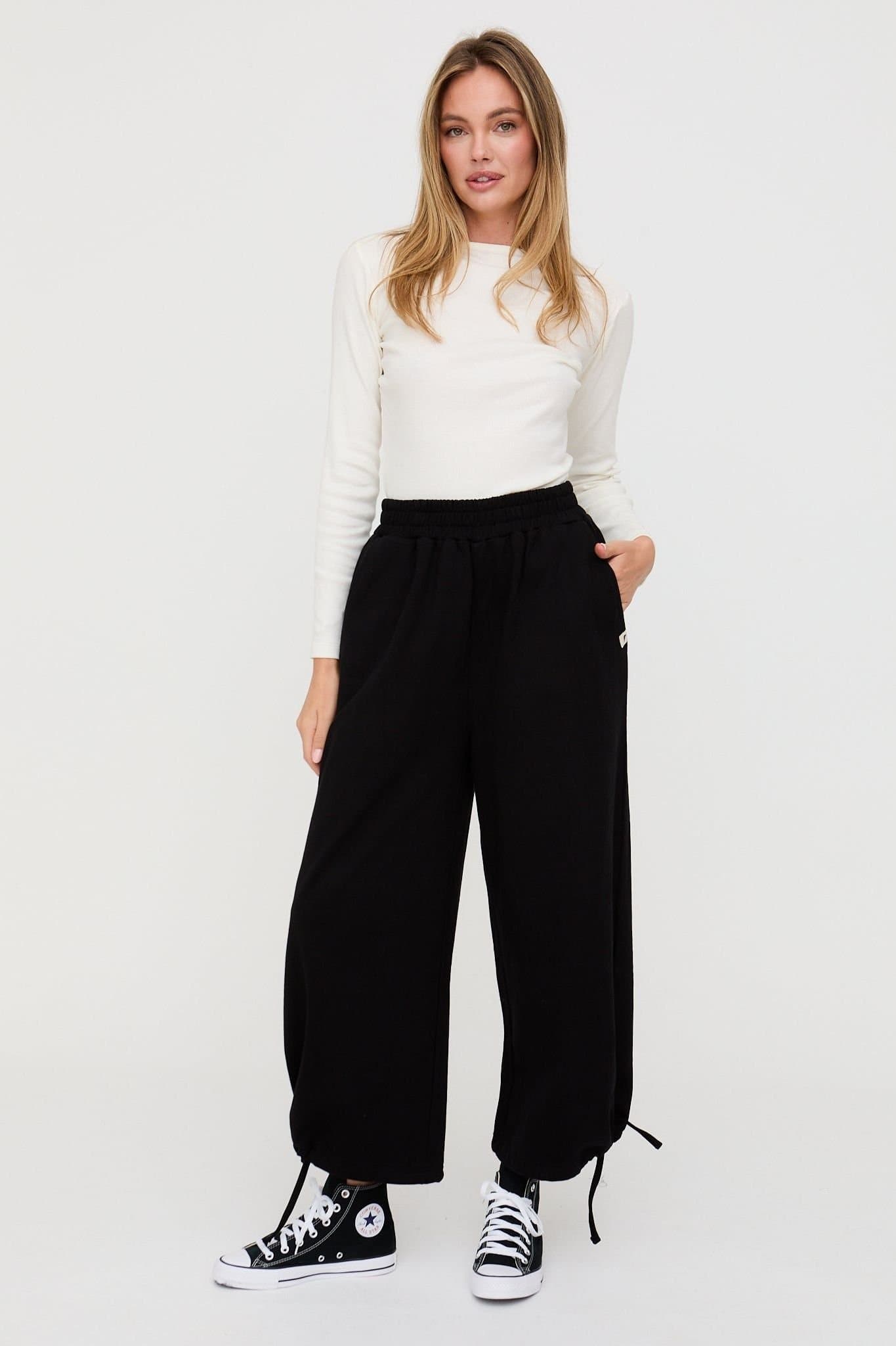 Turtledove London Turtledove London Black Wide Leg Trousers