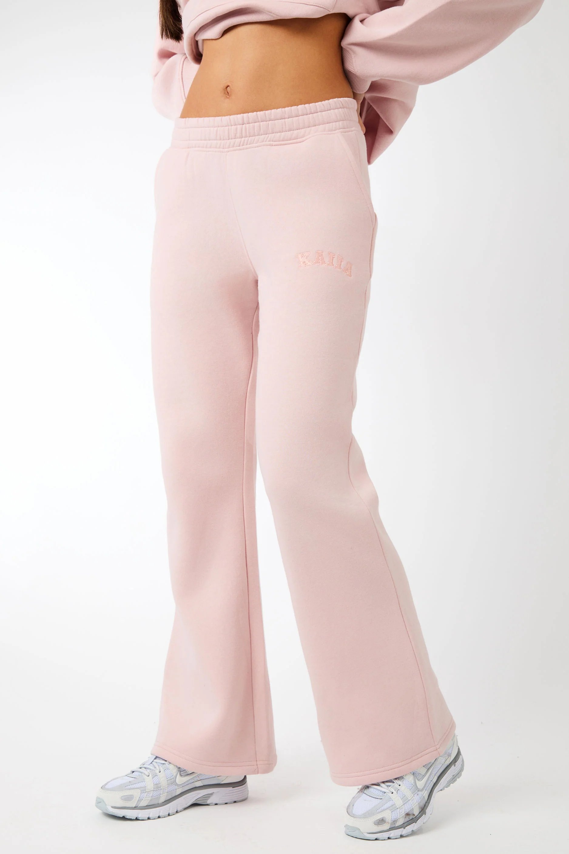Kaiia Kaiia Logo Wide Leg Joggers Dusty Pink - 2