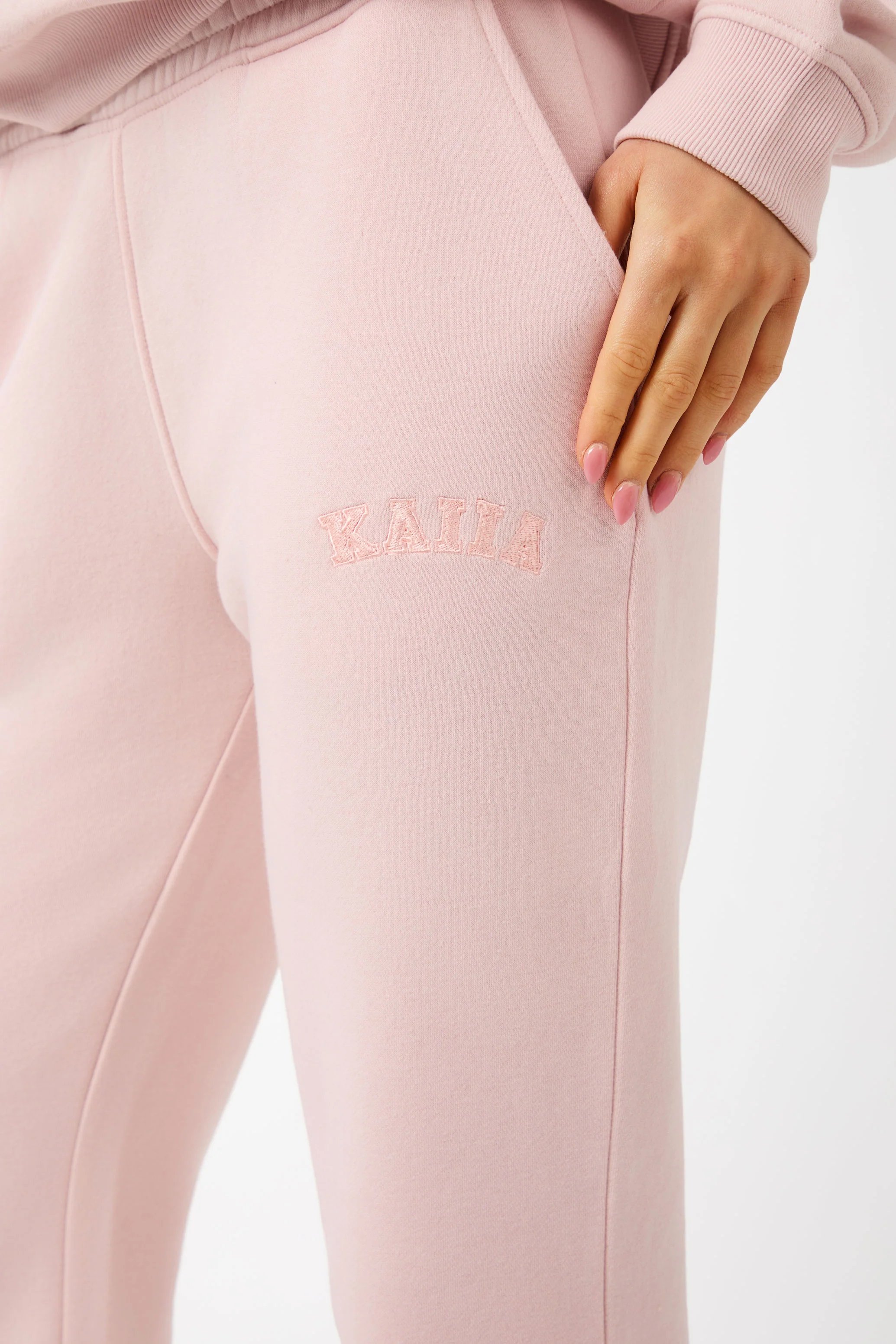 Kaiia Kaiia Logo Wide Leg Joggers Dusty Pink - 3