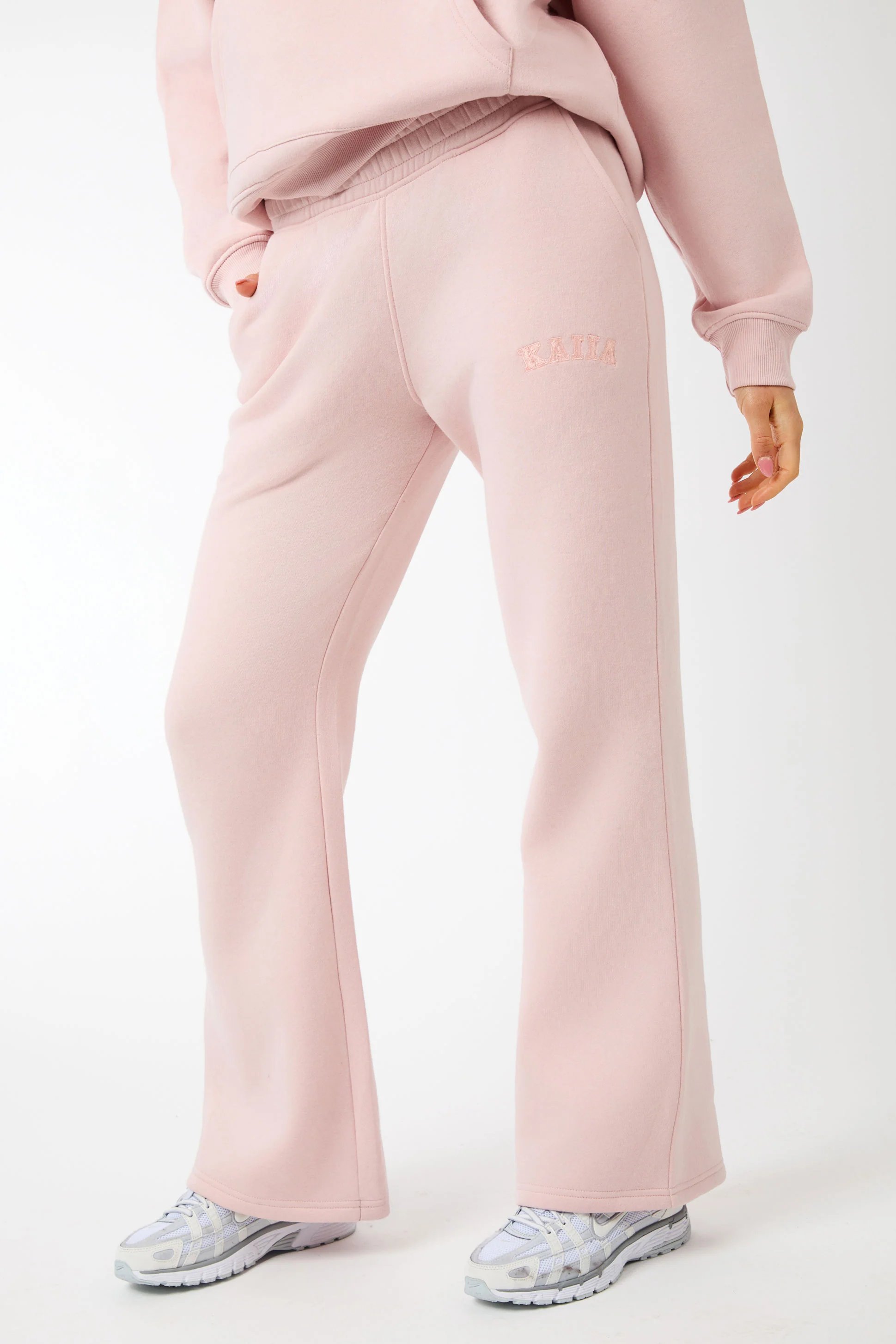 Kaiia Kaiia Logo Wide Leg Joggers Dusty Pink - 4