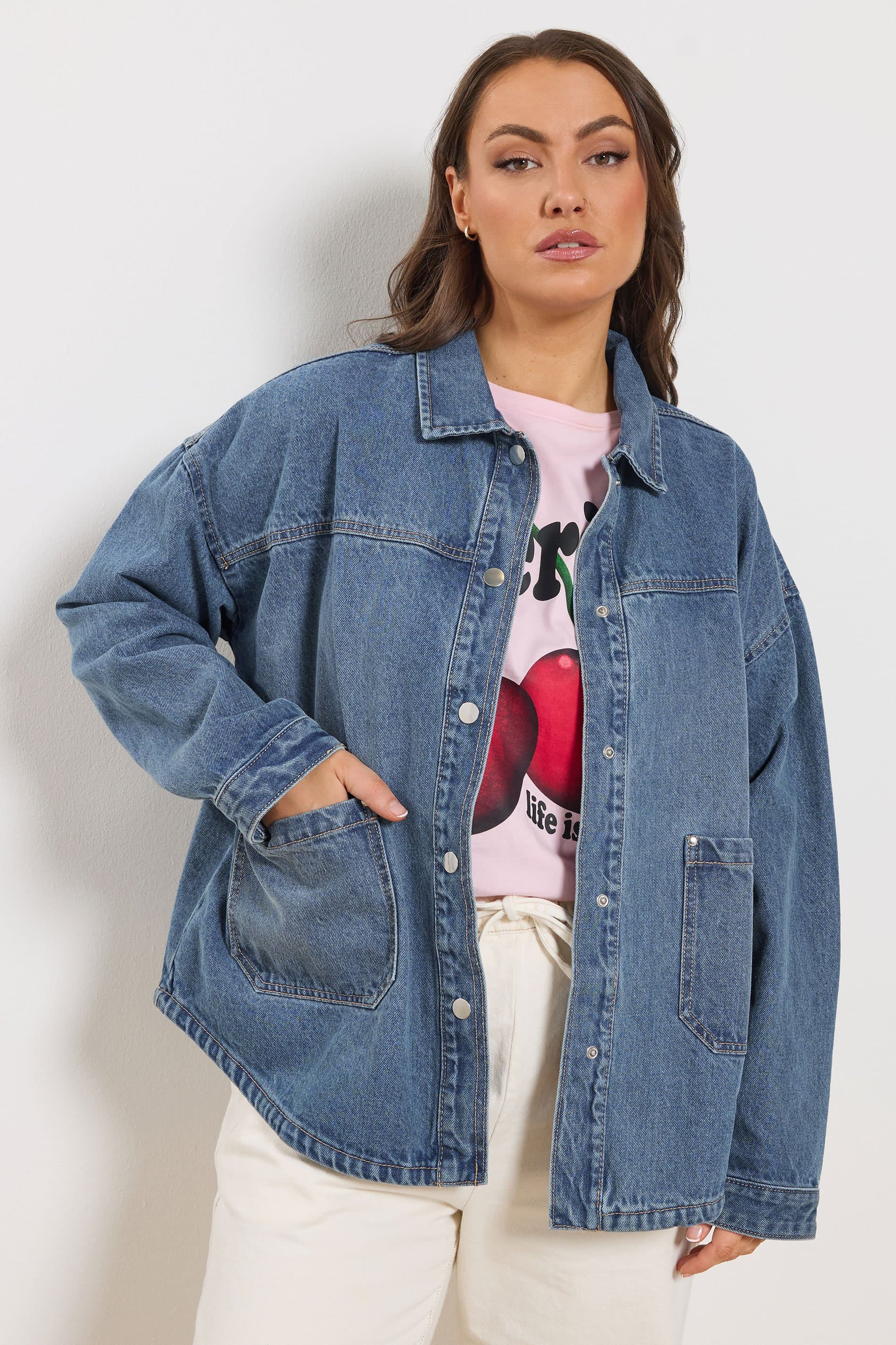 Yours Plus Size Blue Denim Shacket