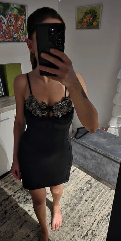 ASOS Black Velvet Mini Dress with Sparkly Diamante Straps – Like New (S)