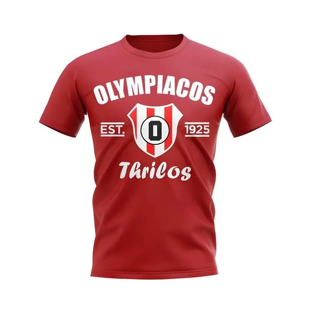 Olympiakos Olympiakos Men's Personalised Olympiacos Established Football T-Shirt Red - 2