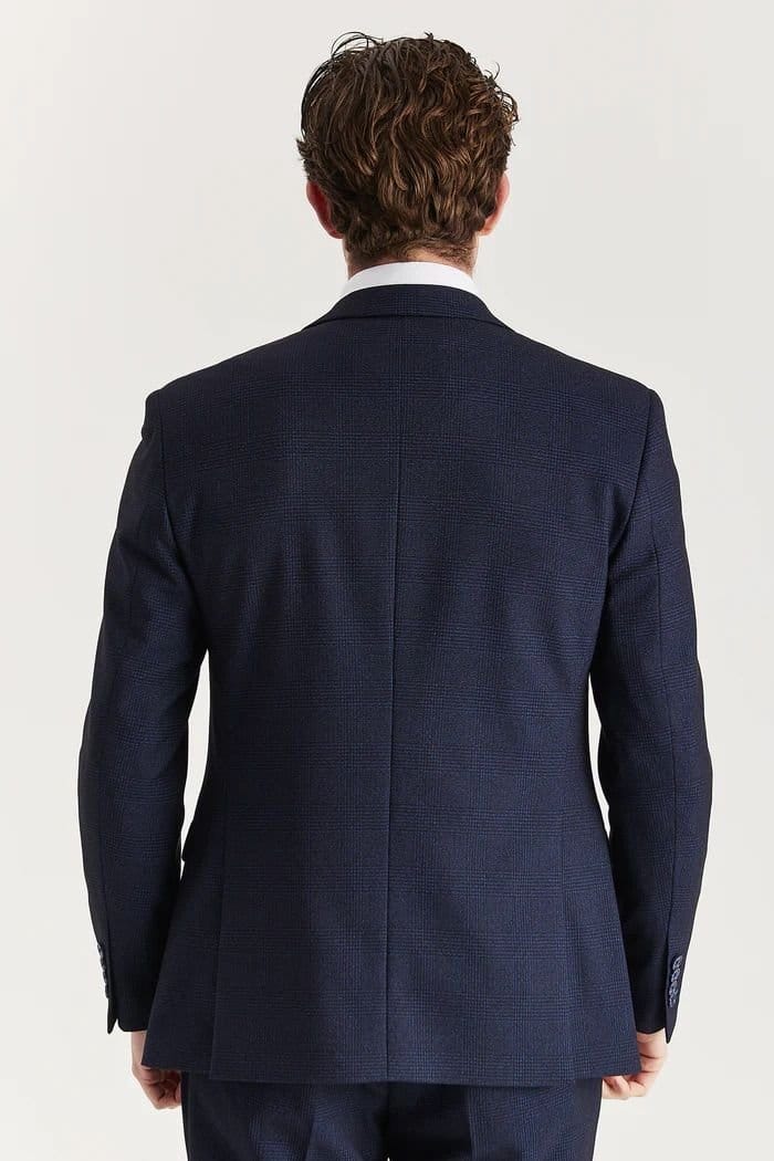 Paul Andrew Paul Andrew Men's Regent Blazer Checked Classic Plaid Tailored Fit Jacket in Navy - 4